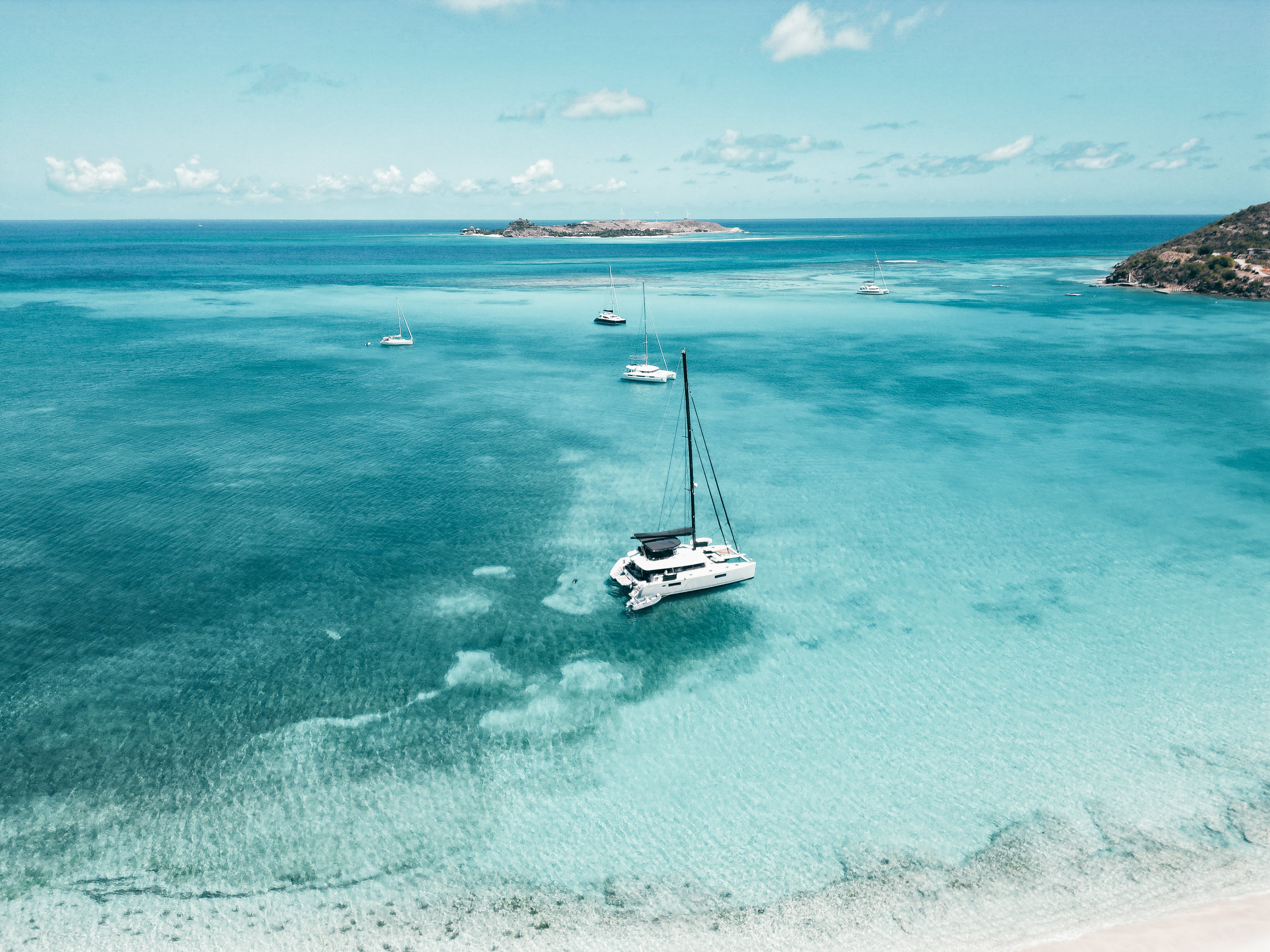 Catamaran on anchor in BVI